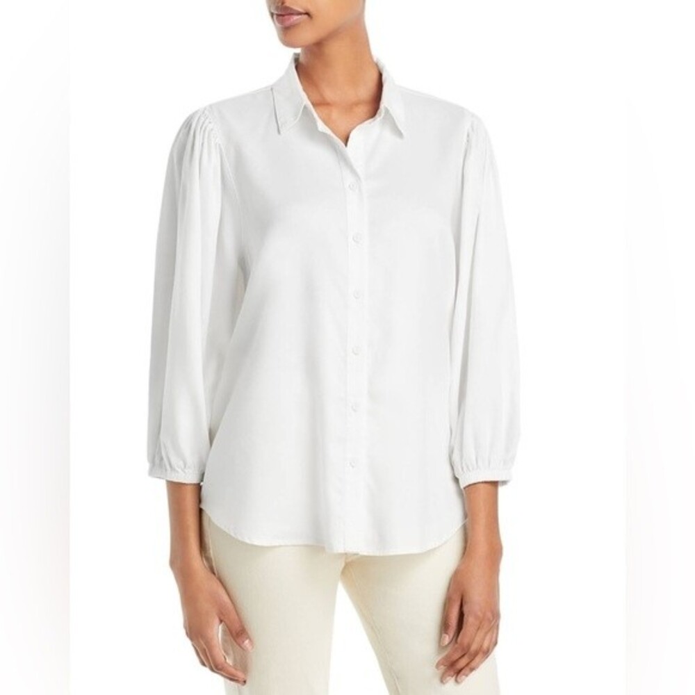 Beachlunchlounge Isobel Tencel Puff Sleeve Blouse White Size XS